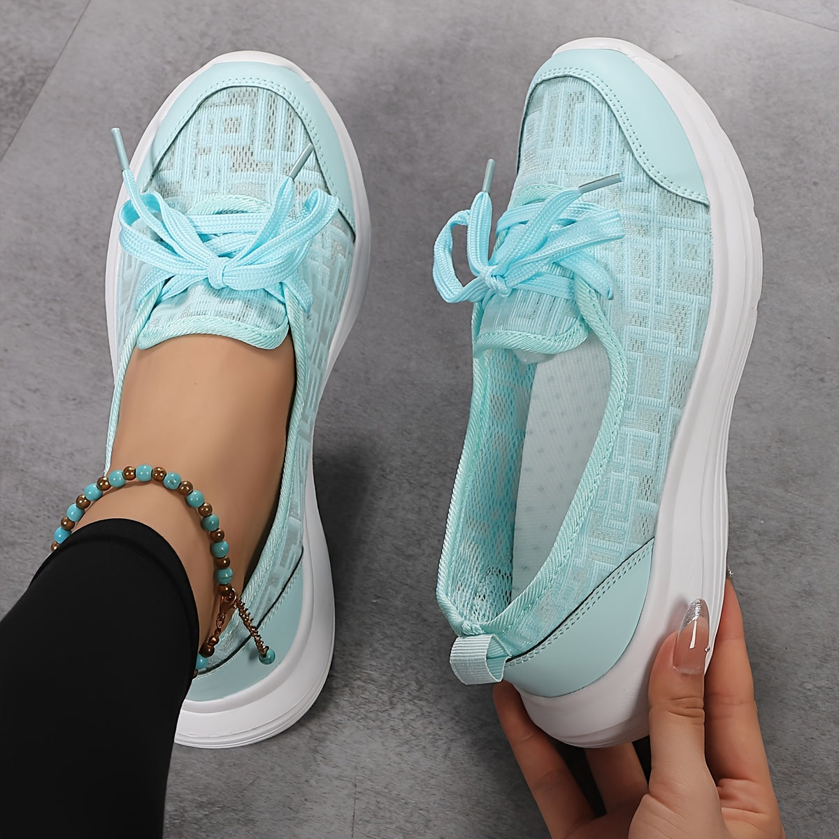 Women's Mesh Mary Jane Flats Round Toe Slip-On Shoes All Seasons