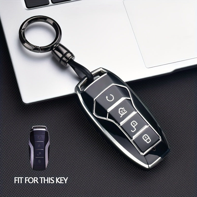 Car Key Fob Cover TPU Silicone 4-Button Remote Key Case with Keychain