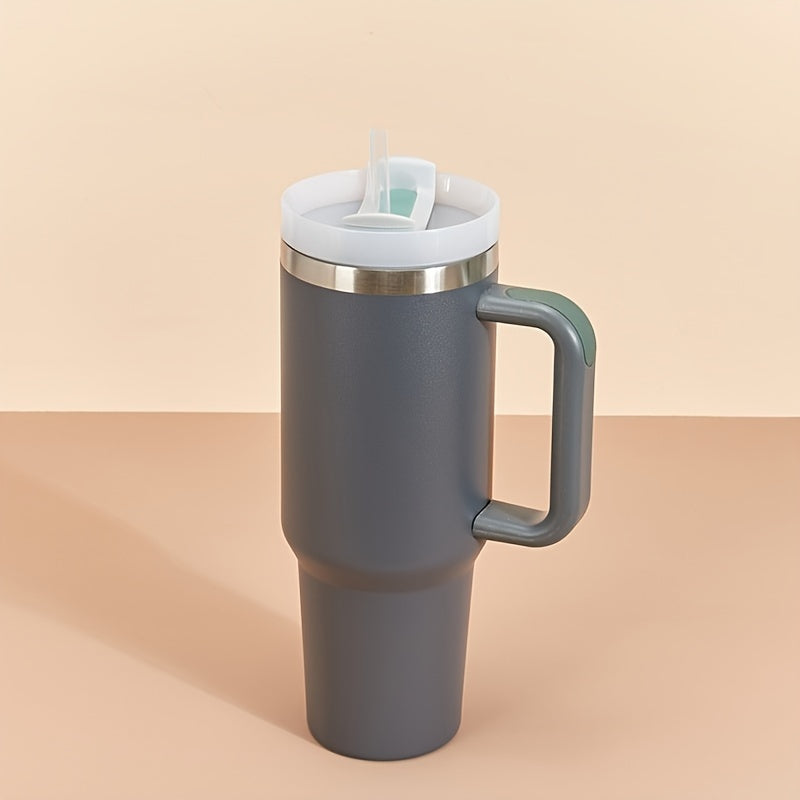 40oz Stainless Steel Insulated Travel Mug with Handle and Straw