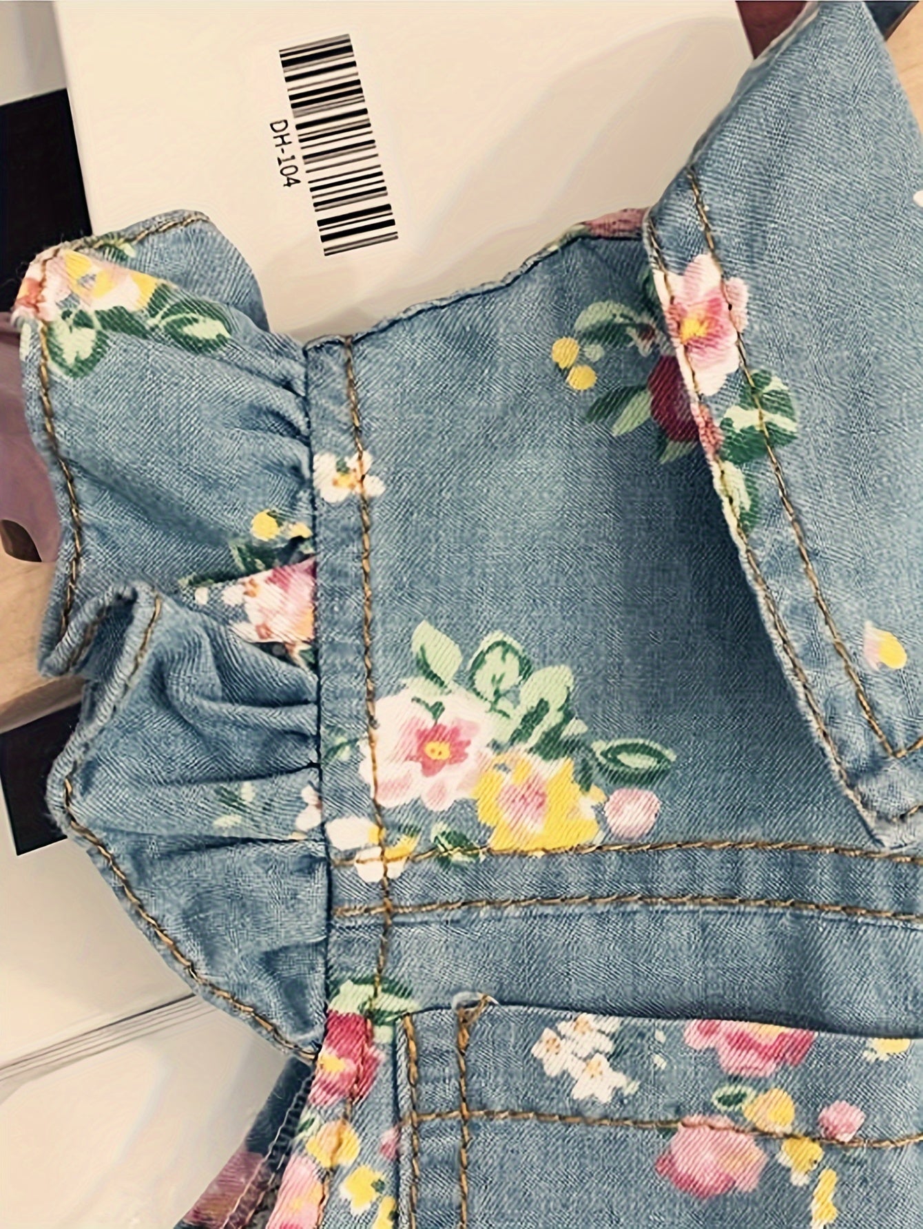 Kids' Denim Outfit Set with Floral Print Short Sleeve Top and Shorts for Toddlers and Children 3-8 Years