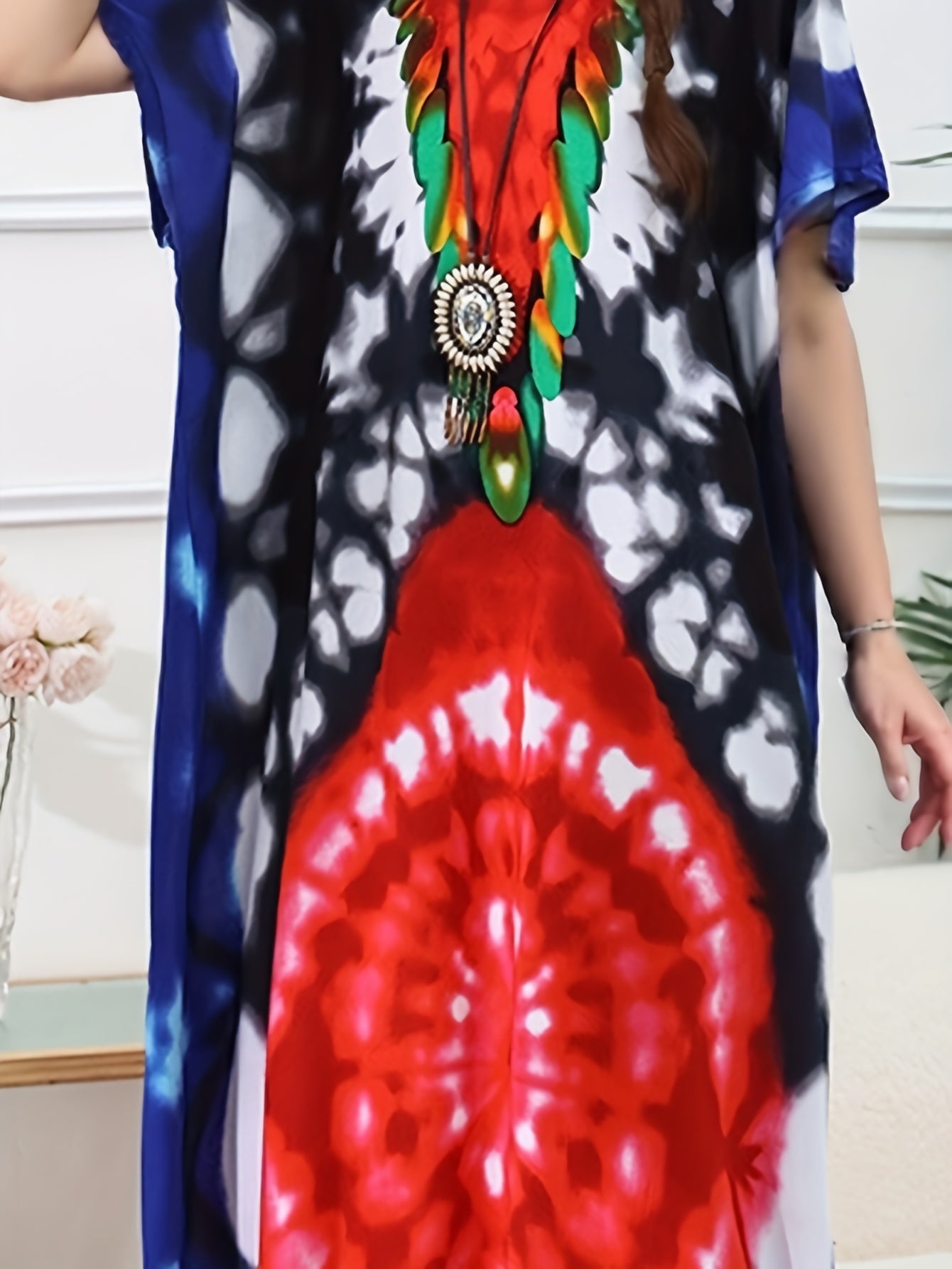 Plus o'lcham ayollar uchun bohemiy plyaj kiyimlari, yengli yengil bej rangli qisqa kofta