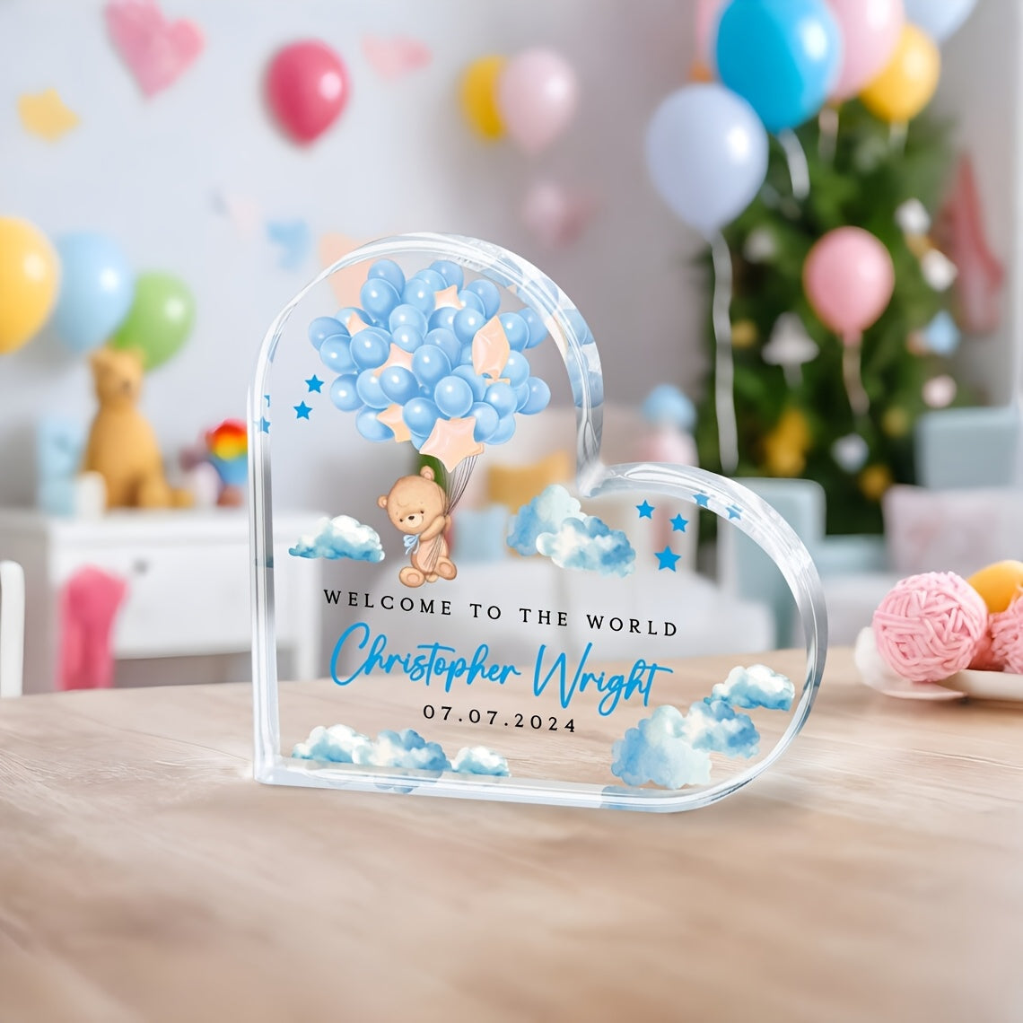 Customized Kids Boy Memento Vertical Acrylic Photo Frame for Nursery and Baby's First Year