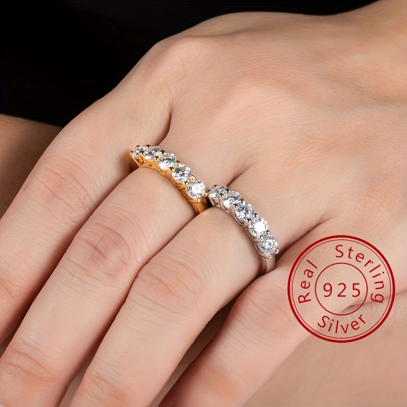 Sterling Silver Moissanite Engagement Ring 0.3CT Five Stone Wedding Jewelry