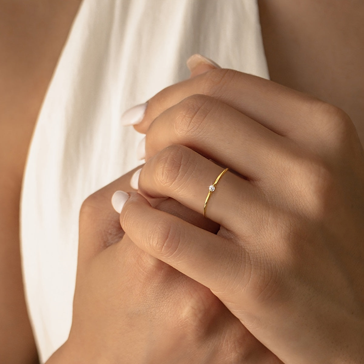 Кольцо из стерлингового серебра с кубическим цирконием для женщин, минималистские украшения