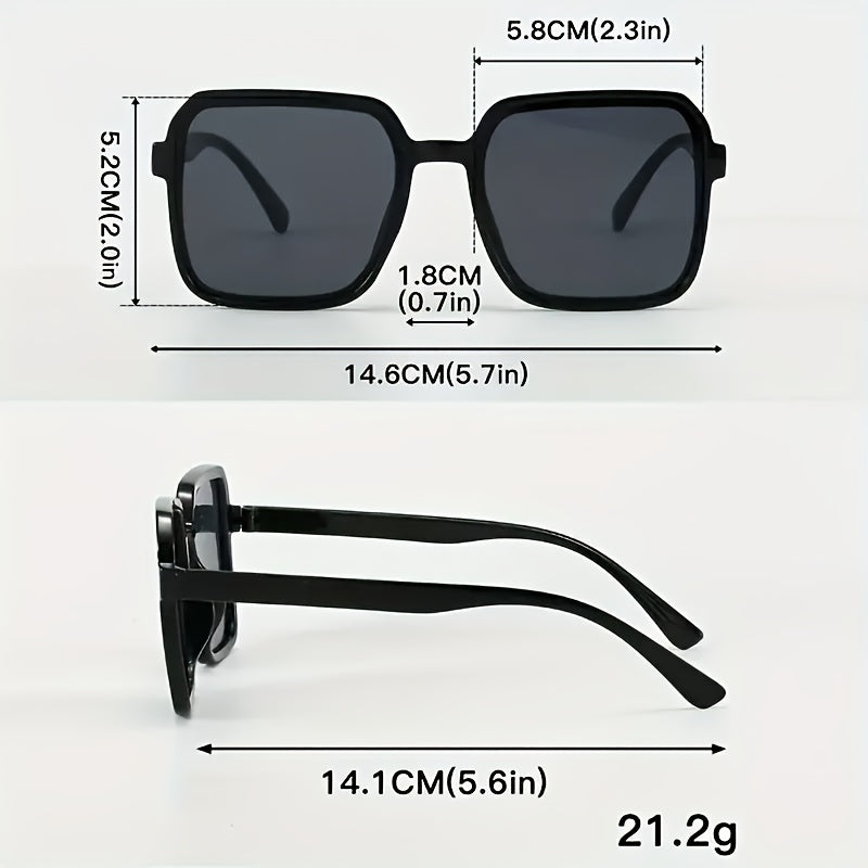 Women's Square Frame Glasses Set with Bold Chain Designs for Street Photography and Parties