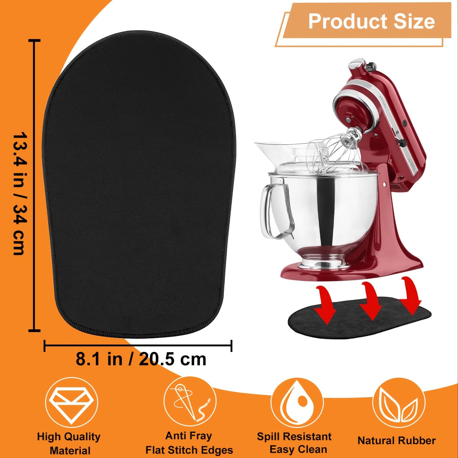 Sliding Mat for 4.5-5 Qt Tilt-Head Stand Mixers Spill-Resistant Tray Rubber Non-Slip
