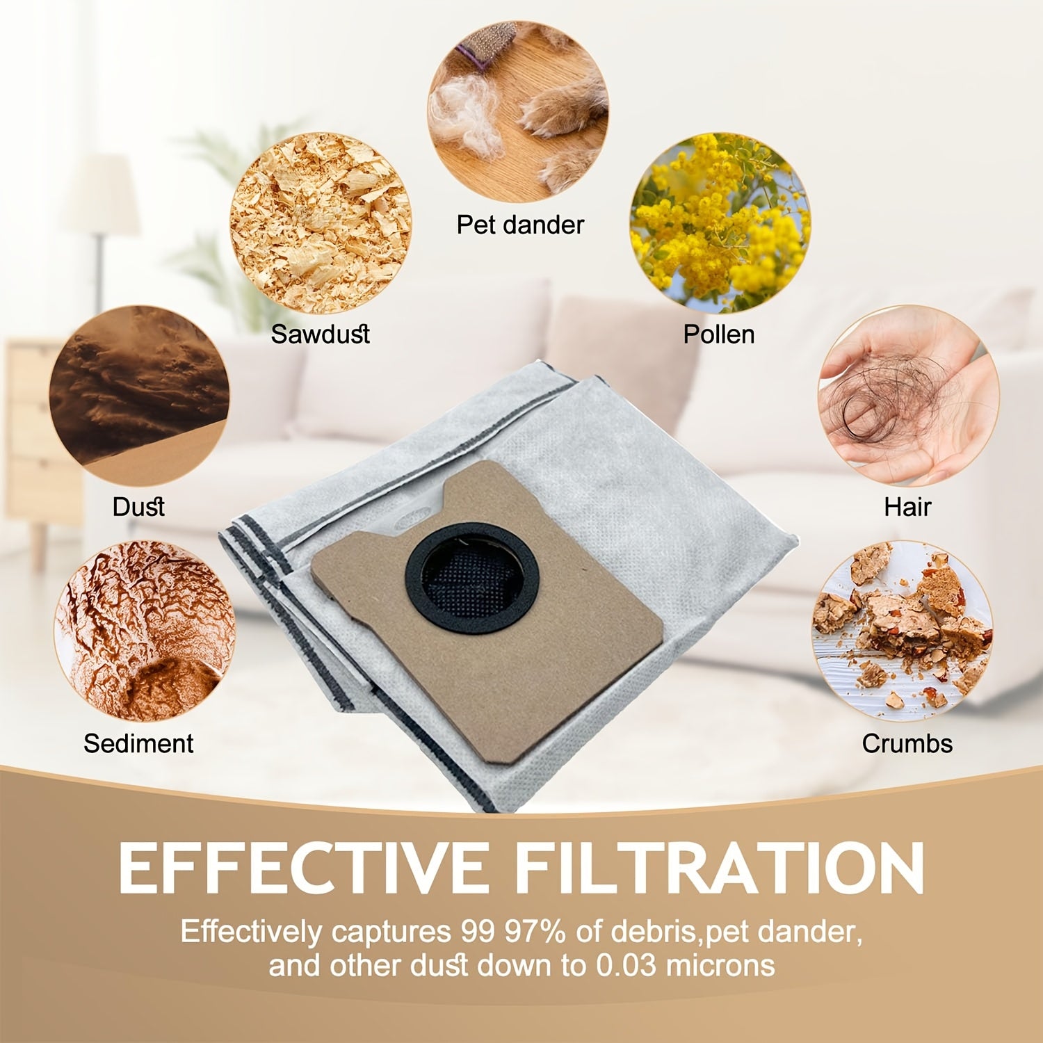 5 dona katta sig'imli changyutgichlar uchun Eufy C20 Omni Robot Vacuum 3L 4-qavatli no-to‘qima mato