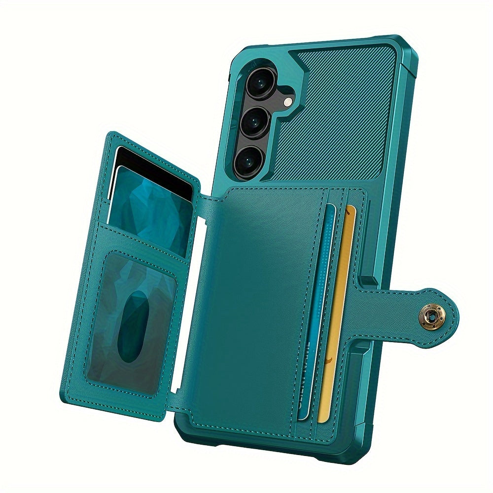 Faux Leather Card Holder Phone Case for Galaxy A55 5G A35 5G with Card Slot Shockproof Durable TPU Flip Wallet