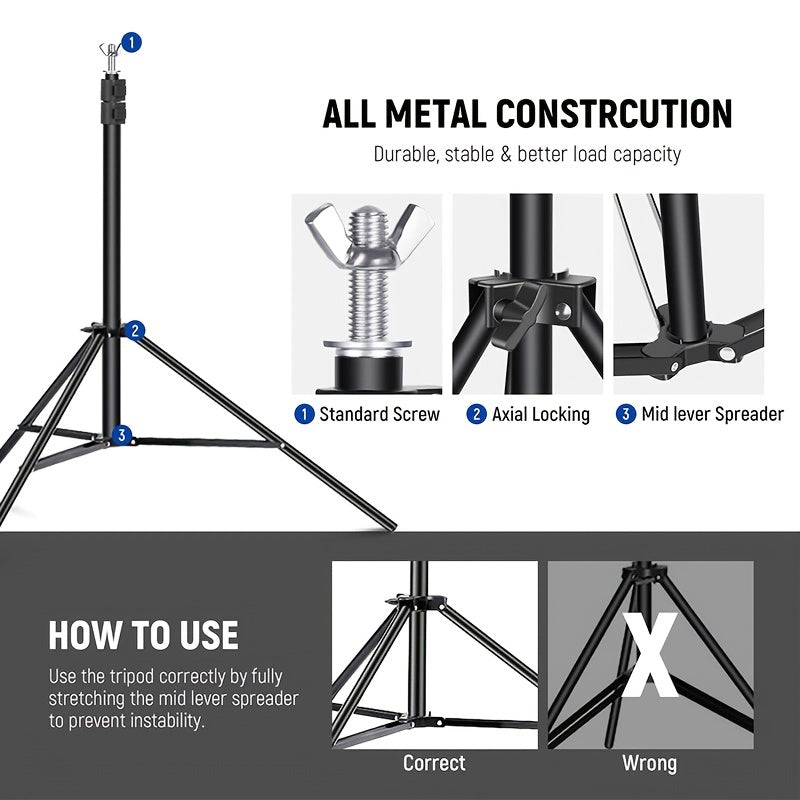 Heavy-Duty Backdrop Support System 2m x 2m for 6ft x 6ft Backdrops