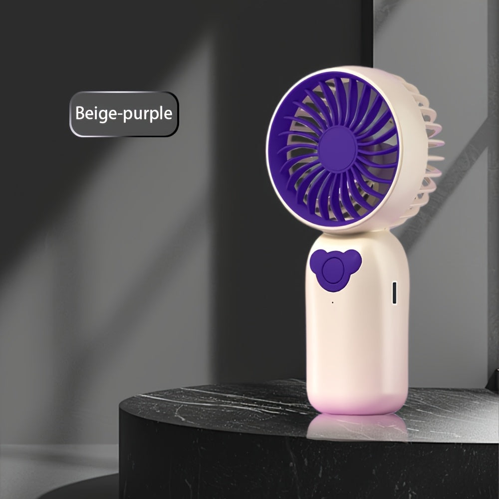 Мини-вентилятор с перезаряжаемой батареей USB с 3 скоростями, аккумулятор 500 мАч, носимый для офиса, на улице, в путешествиях, черный, фиолетовый
