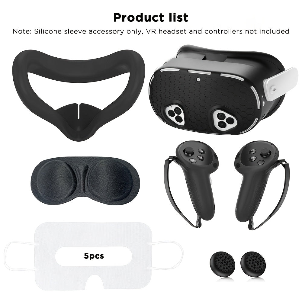 Silicone VR Headset and Controller Cover Set for Meta Quest 3S in Light Beige