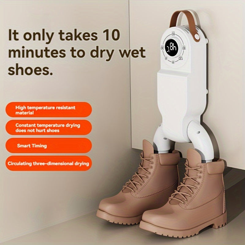 Portativ poyabzal qurituvchi va isituvchi, egiluvchan dizayn, hidni yo'q qiladi, Evropa standartidagi rozetka, batareyalar talab qilinmaydi.