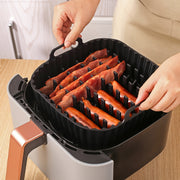 Square Silicone Air Fryer Accessories Set with Bacon Rack Cake Mold and Liner Black