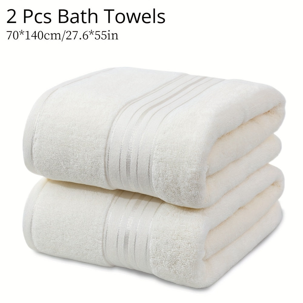 Juego de 2 toallas de baño de algodón 70x140cm de secado rápido y absorbentes con rayas para hogar, hotel, spa
