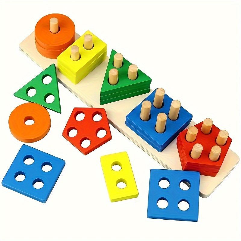 Educational Wooden Puzzle Toy for Kids, Color and Shape Learning Game, Easter Gift