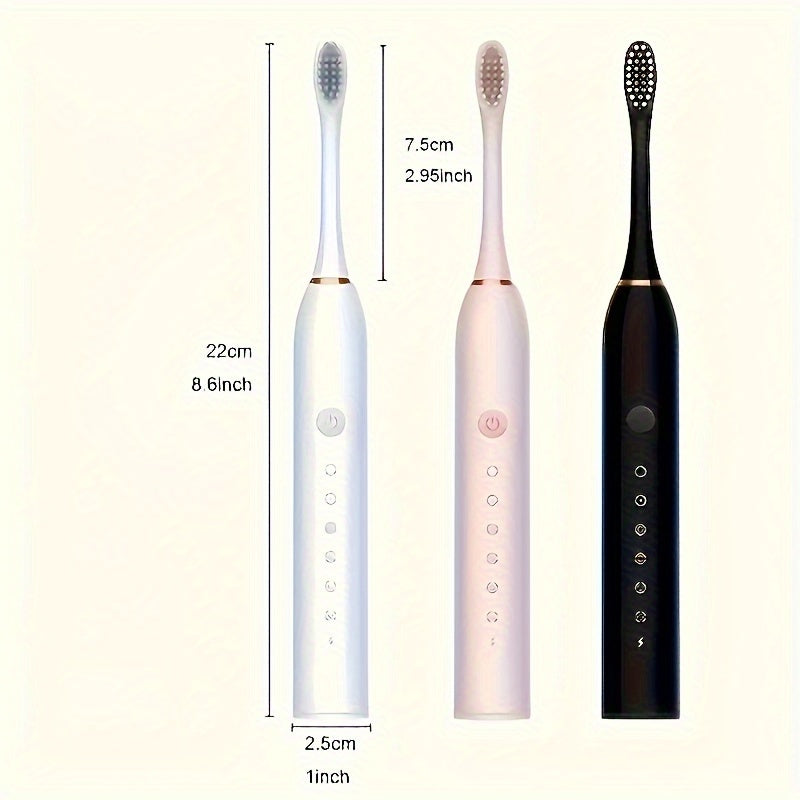 Electric Toothbrush Set for Adults, Rechargeable, 6 Modes, 4 Brush Heads