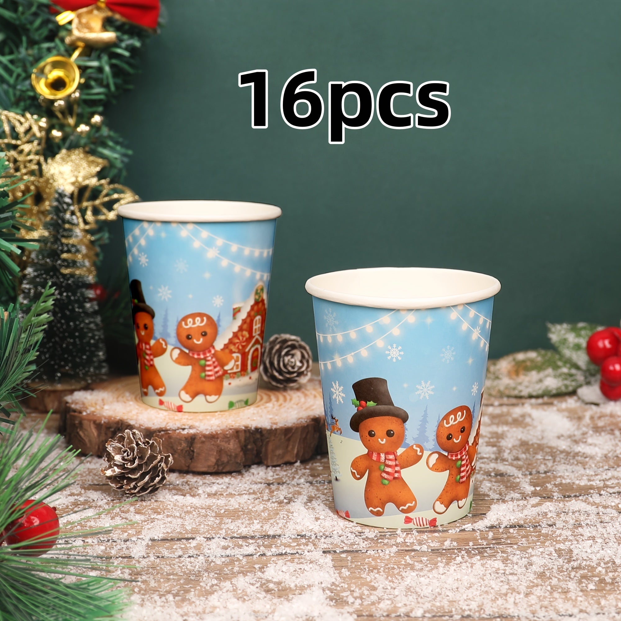 Yashash uchun qog'oz stakanlar Rojdestvo Zanjabil pechene grafikasi BPA-bepul Mikrotolqinli pechka xavfsiz Sovuq ichimliklar Bayram partiyasi uchun ta'minotlar