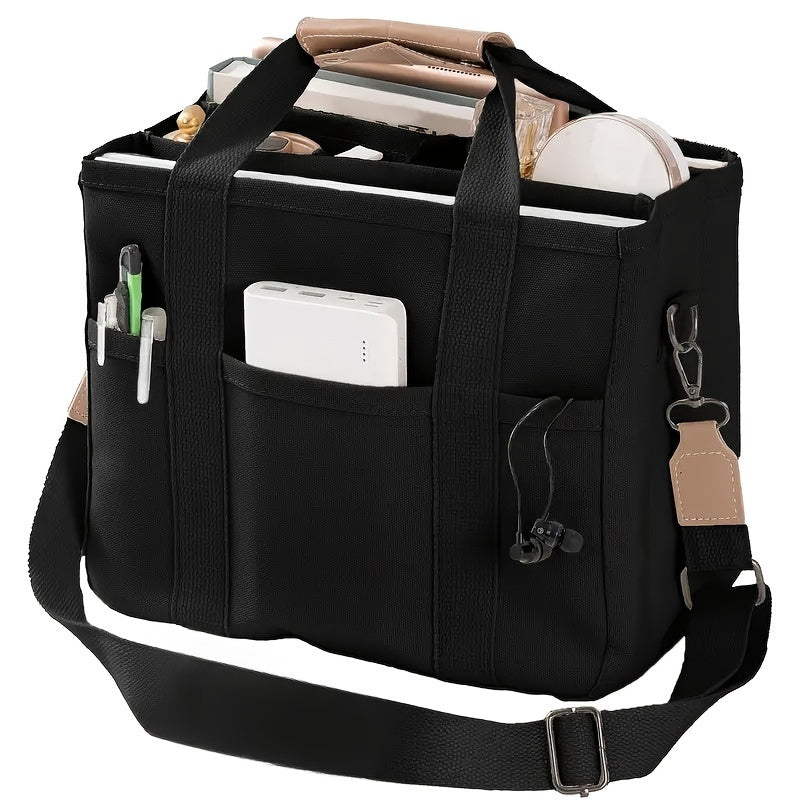 Car Organizer Bag Canvas Tote with Divided Sections and Multiple Pockets