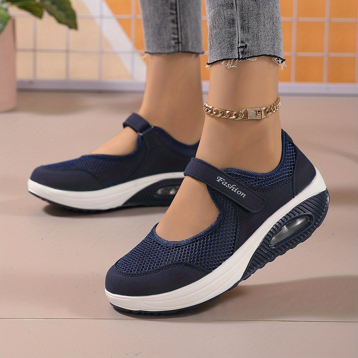 Women's Air Cushion Mary Jane Shoes Lightweight Breathable Sneakers