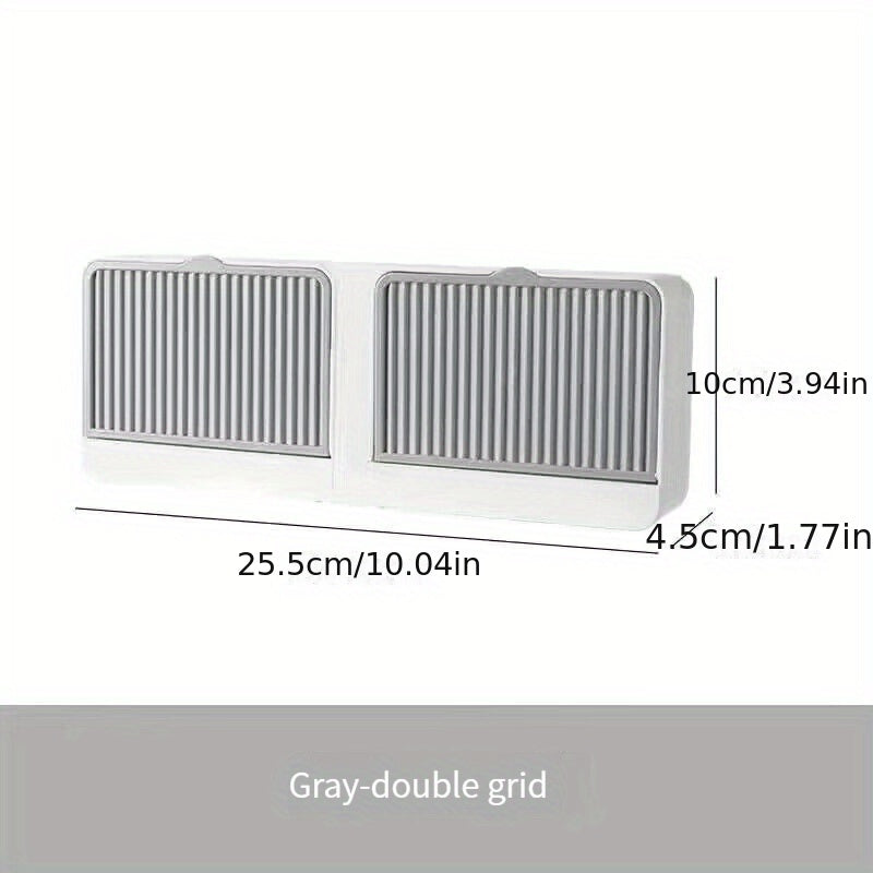 Toʻgʻri burchakli suv o'tkazmaydigan devorga oʻrnatiladigan sovun idishi, qopqogʻi va oqimi bilan, hammom va kir yuvish uchun