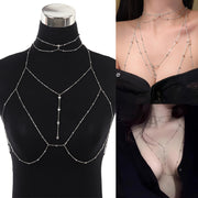 Women's Rhinestone Body Chain Set with Hanging Pendants for Parties and Vacations