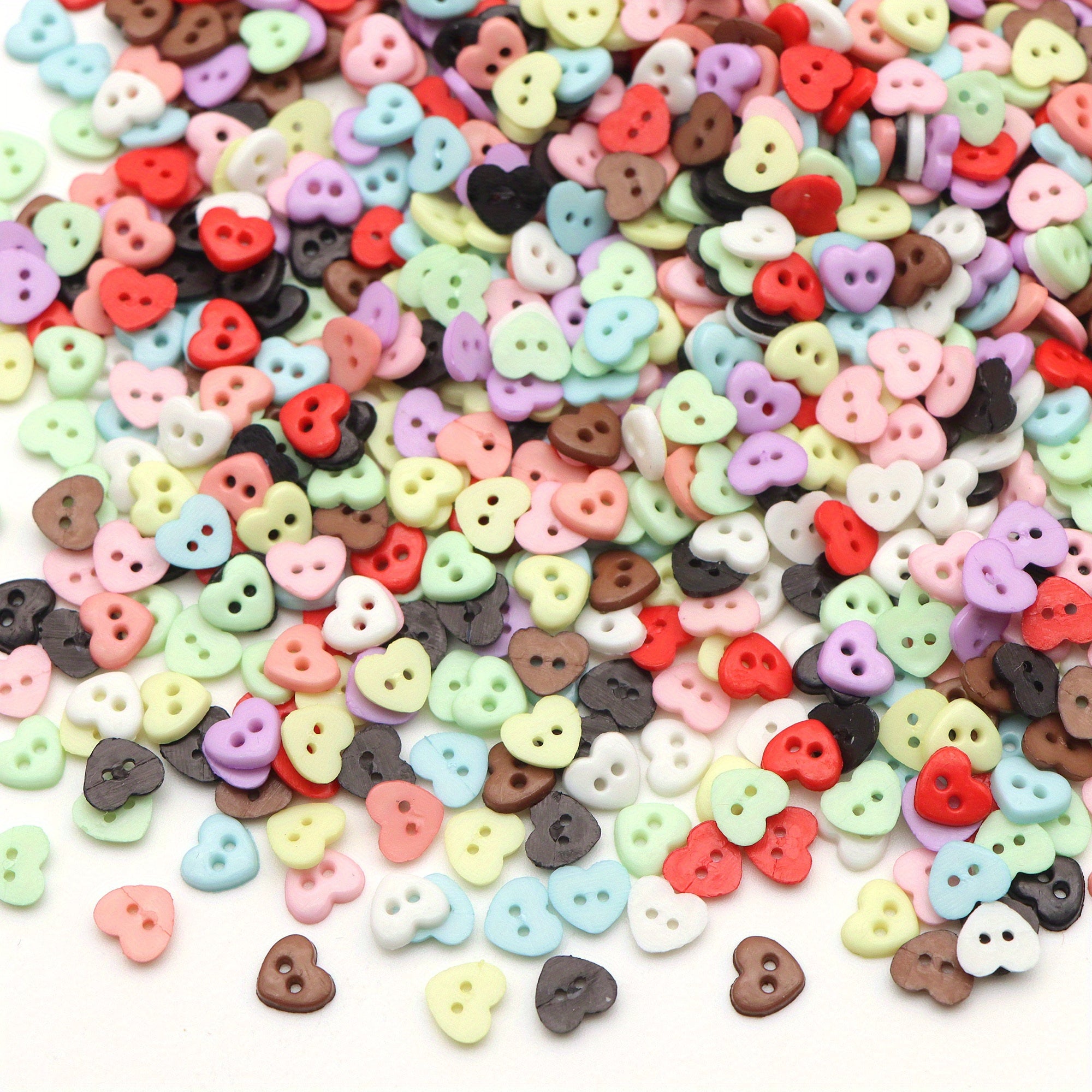 Set of 100 Mini Heart Buttons 6mm for Crafts and Doll Outfits in Assorted Colors