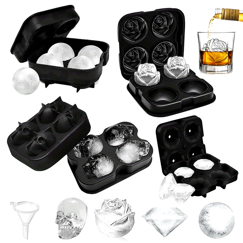 Silicone Ice Tray Mold for Whiskey Ice Balls Rose Diamond Skull Designs