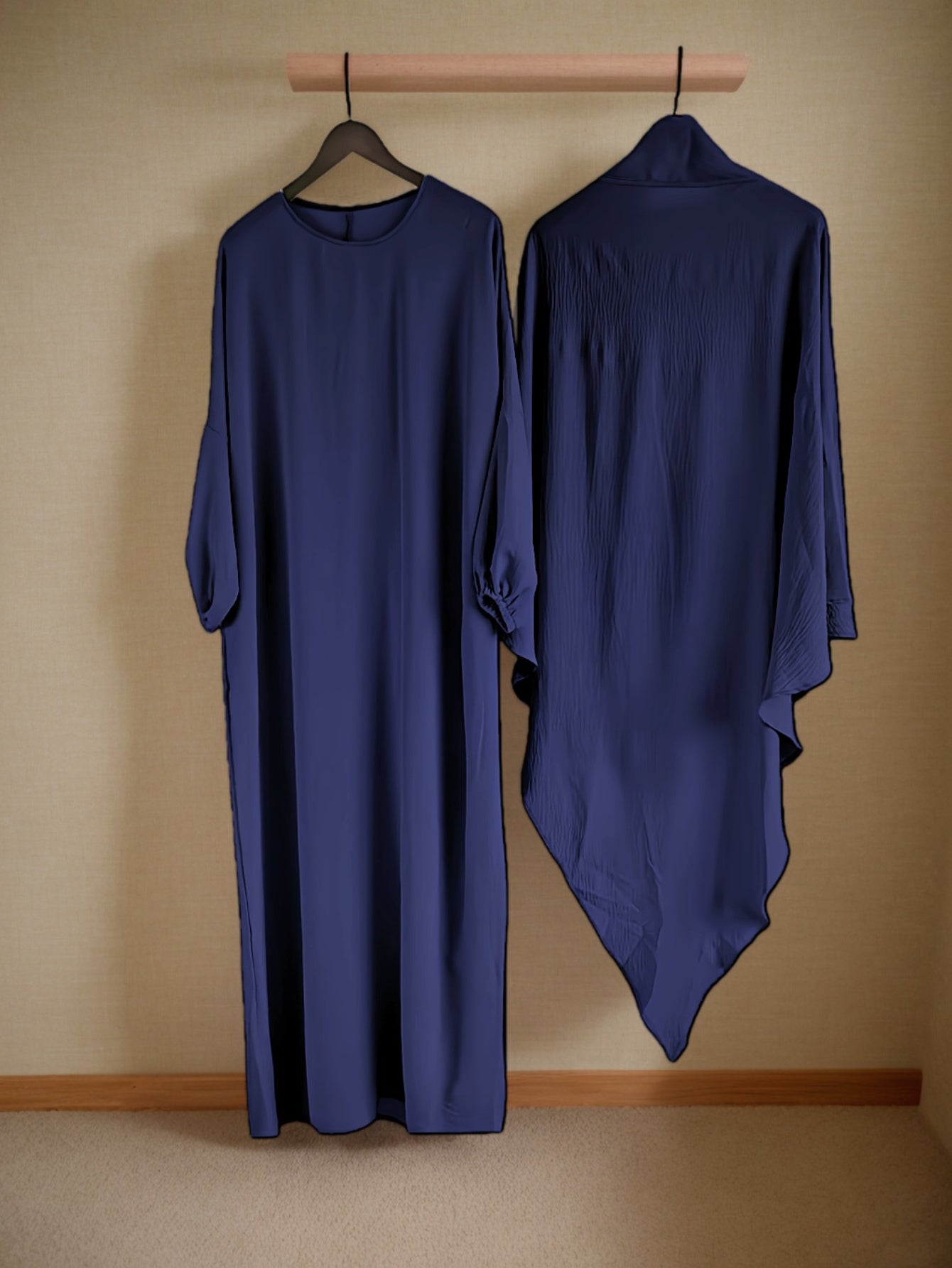 Women's Plus Size Polyester Maxi Abaya Kaftan Long Sleeve Casual Dress