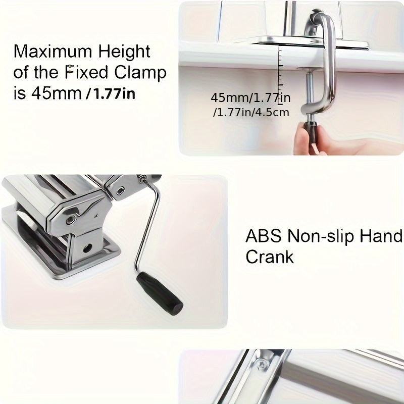Stainless Steel Pasta Maker Machine with Adjustable Thickness for Spaghetti and Lasagna