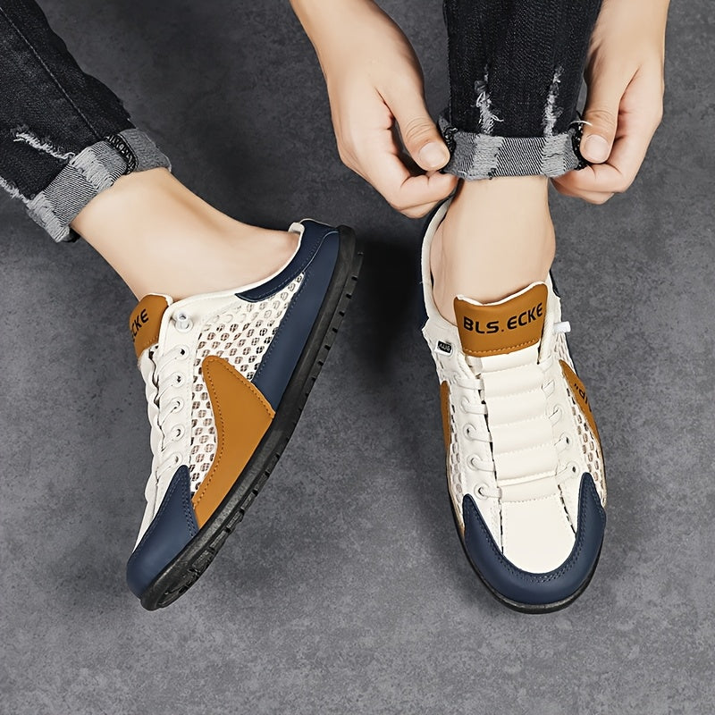 Men's Casual Slip-On Half Slippers with Anti-Slip Wear-Resistant PVC Sole