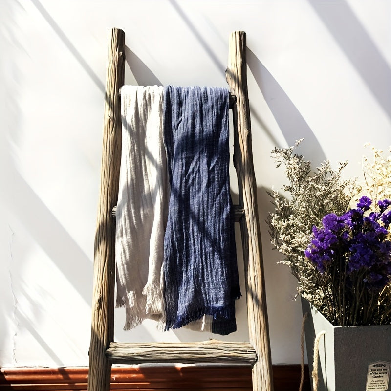 Cotton Linen Striped Scarf for Men Women Autumn Winter Fashion Accessory