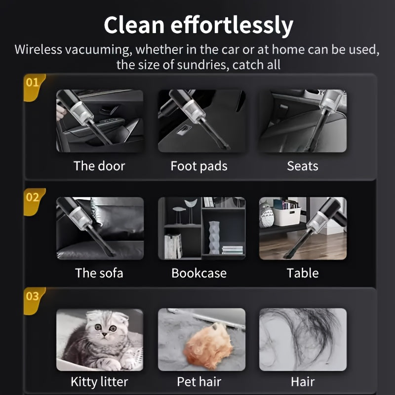 Portable Car and Home Vacuum Cleaner Dual Battery High Suction Large Capacity
