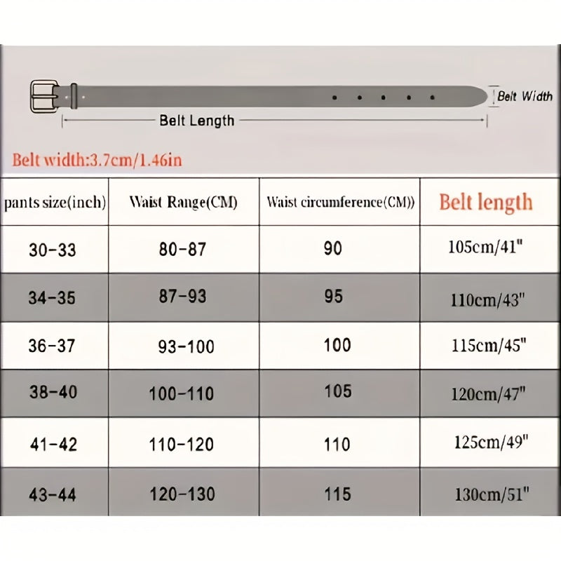 Genuine Leather Belt with Large Needle Buckle for Men Black Casual Cowhide