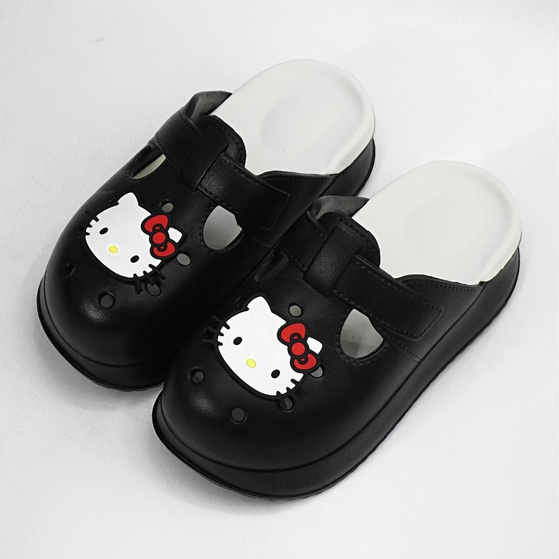 Women'S White EVA Platform Clogs with Red Bow Breathable Beach Shoes