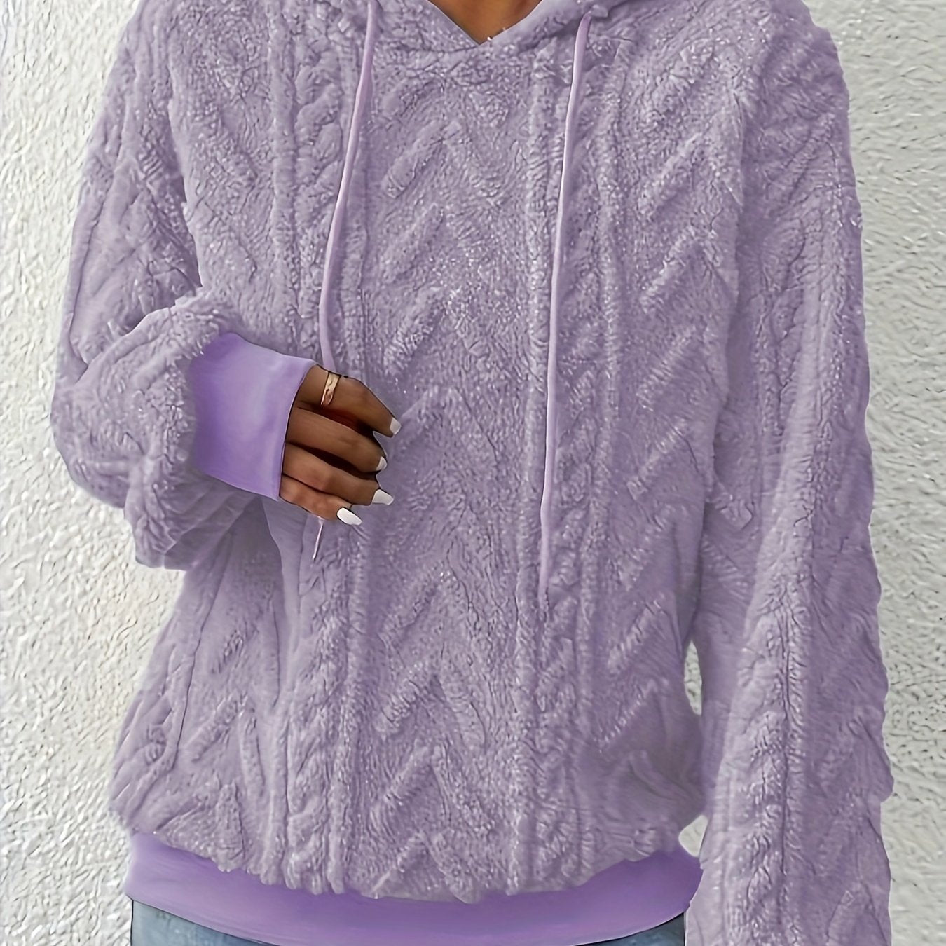 Women's Hooded Pullover Sweater Soft Polyester Spandex Solid Color Machine Washable