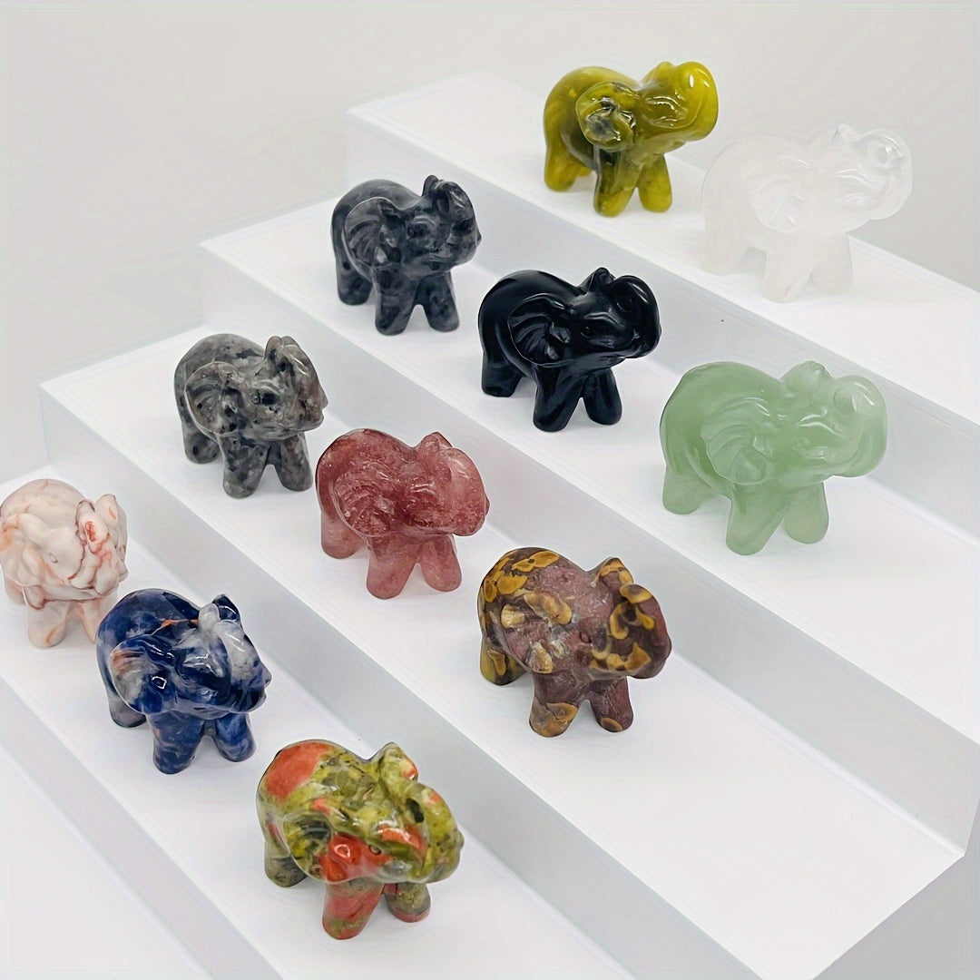 Crystal Carving Elephant Ornament 40mm Natural Crystal Stone Home Decor Gift