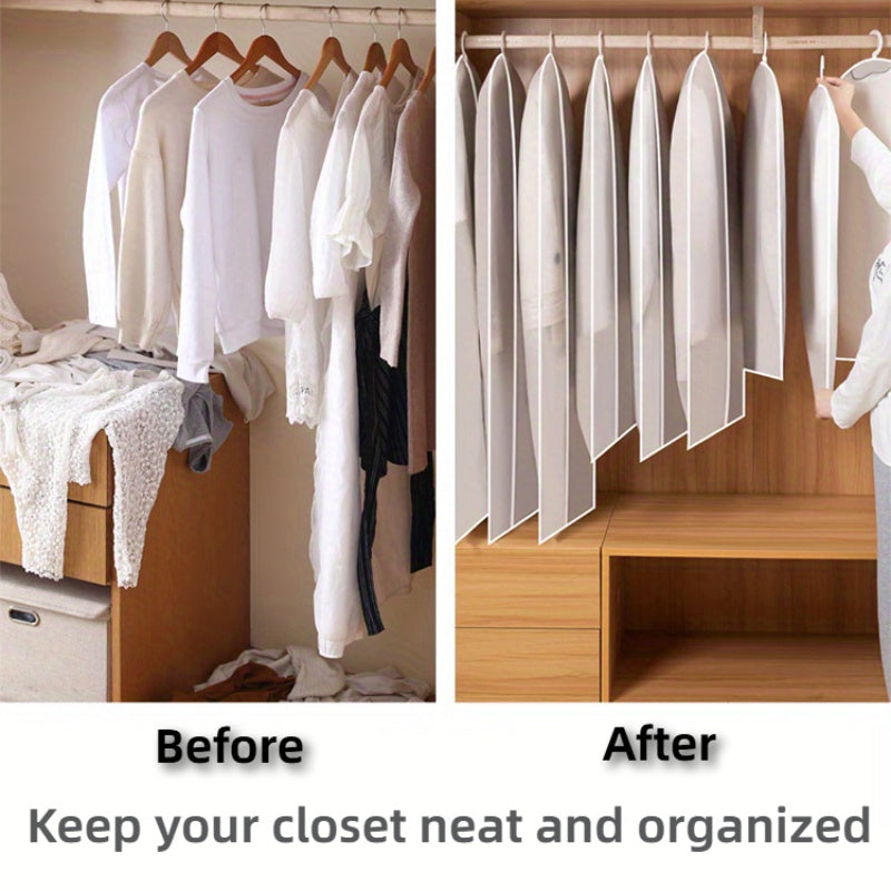 Защитите свои костюмы и платья с помощью этого набора из 5 прозрачных чехлов от пыли. Эти водонепроницаемые сумки на молнии идеально подходят для организации вашей одежды и отлично подходят как для Рождества, так и для Хэллоуина.