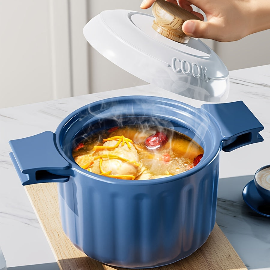 Textured Ceramic Soup Pot Yellow Lid Non-Stick Heat-Resistant Cookware