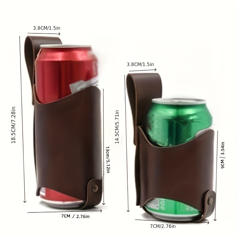 Faux Leather Beer Can Holder Waist Belt for 330ml and 500ml Cans Men Outdoor Events
