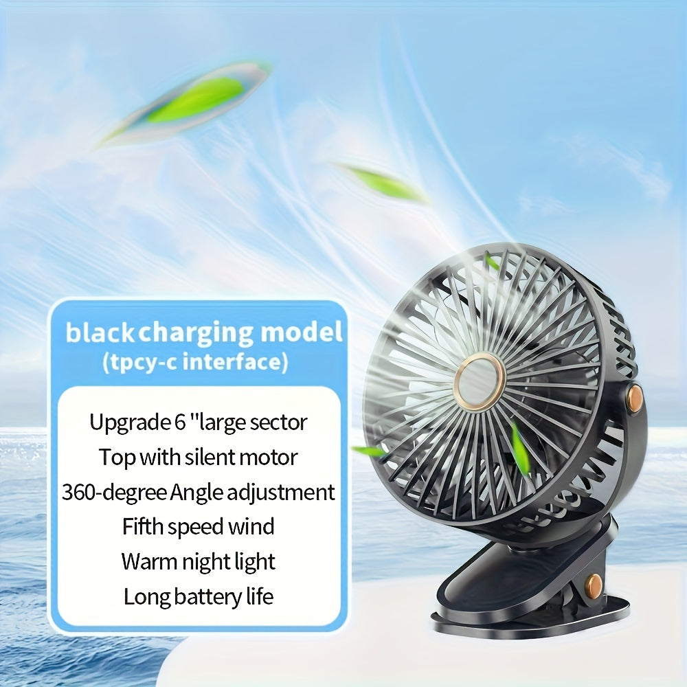 Vertical Clip-On Electric Fan with Adjustable Angles and Quiet Operation