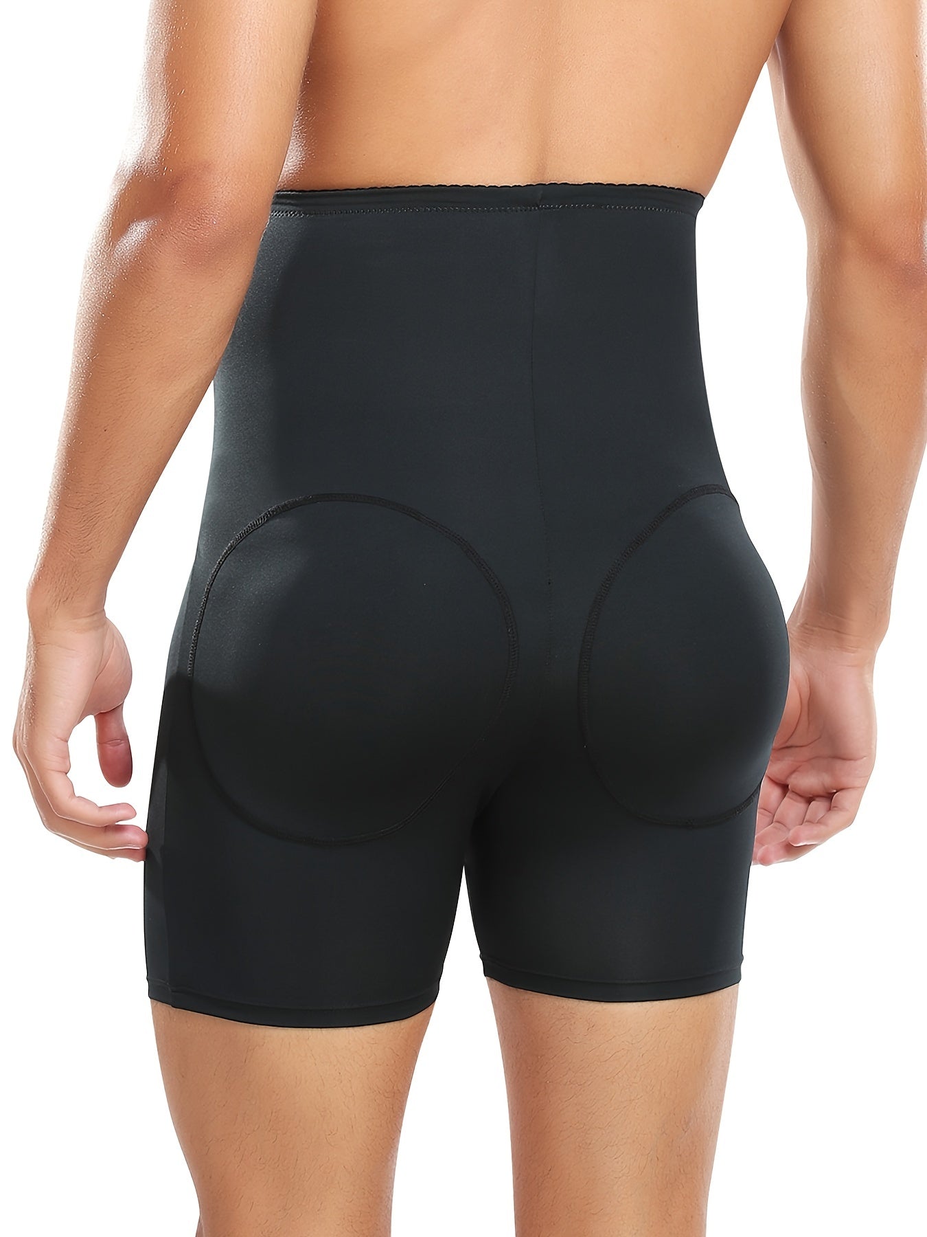 Men's Breathable Shaping Pants with Waist and Butt Lifting Technology Polyester Skinny Shorts