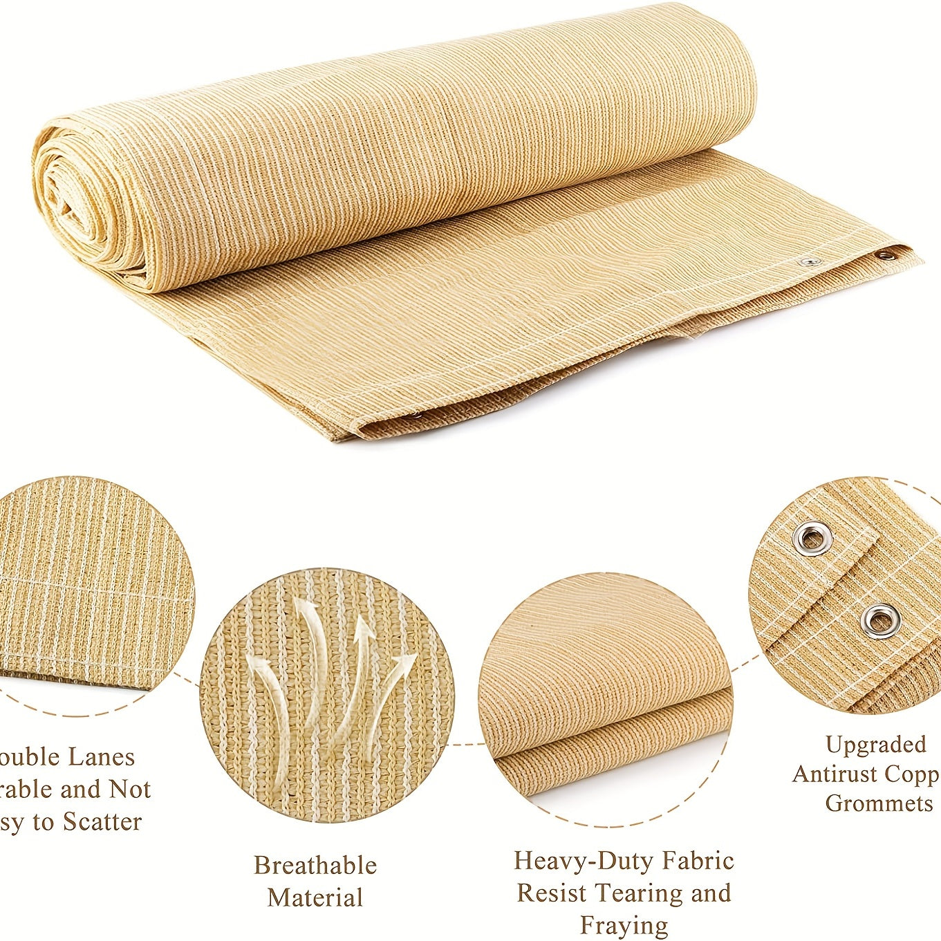 Yellow UV Protection Sun Shade Cloth for Outdoor Pergola Deck Patio Heat Resistant Reinforced Grommets