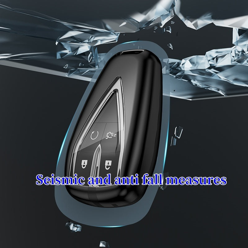 Car Key Cover Zinc Alloy Shockproof Protective Shell Dual-Tone Black Orange