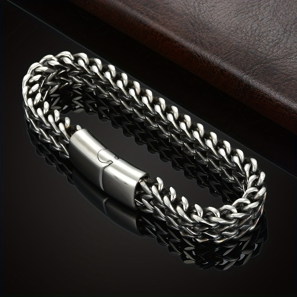 Men's Stainless Steel Braided Bracelet Casual Style Magnetic Clasp No Plating