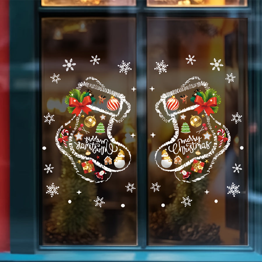 Christmas Window Clings Festive Decorations Self-Adhesive PVC Stickers