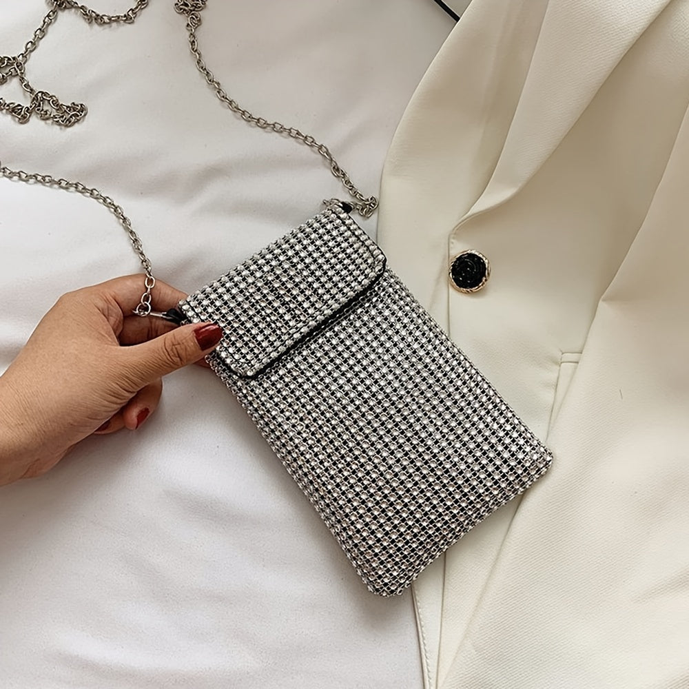 Клатч через плечо с стразами для iPhone и Samsung.