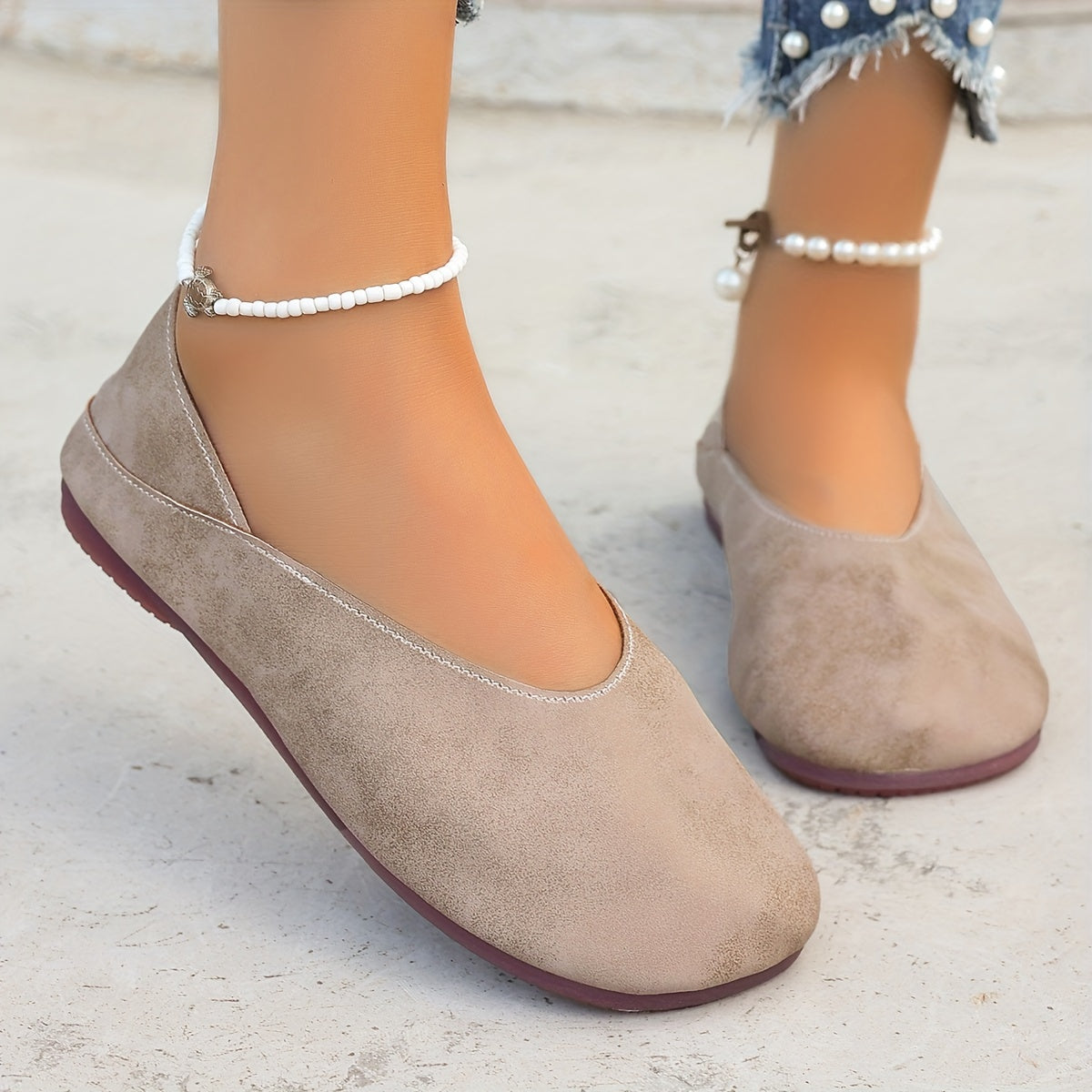 Women's Slip-On Flats Soft PU Loafers Non-Slip Sole Casual Shoes