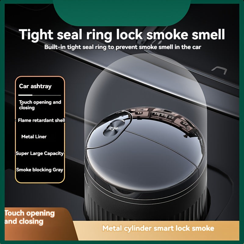 Универсальная автомобильная пепельница с инфракрасной автоматической крышкой, черный металл, аккумуляторная