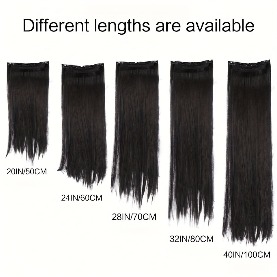 Synthetic Clip-In Hair Extensions for Women Full Head Length and Volume