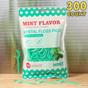 Fresh Mint Dental Floss Picks 300 Pack Deep Clean Portable Alcohol-Free Travel Oral Hygiene